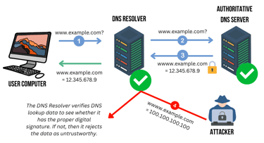Graphic displaying how DNSSEC works