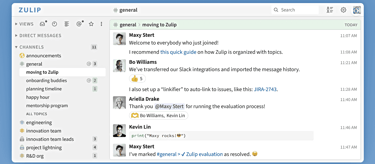 Screenshot of Zulip interface