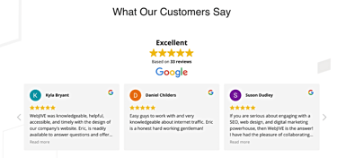 Screenshot of WebJIVE's Google reviews